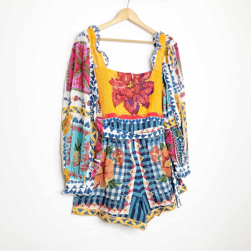 Farm Rio, some vibe floral color block romper - Picture 10 of 15